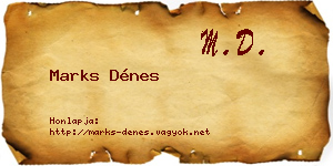 Marks Dénes névjegykártya